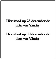 Tekstvak: Hier stond op 23 december de foto van Vlinder
Hier stond op 30 december de foto van Vlinder
